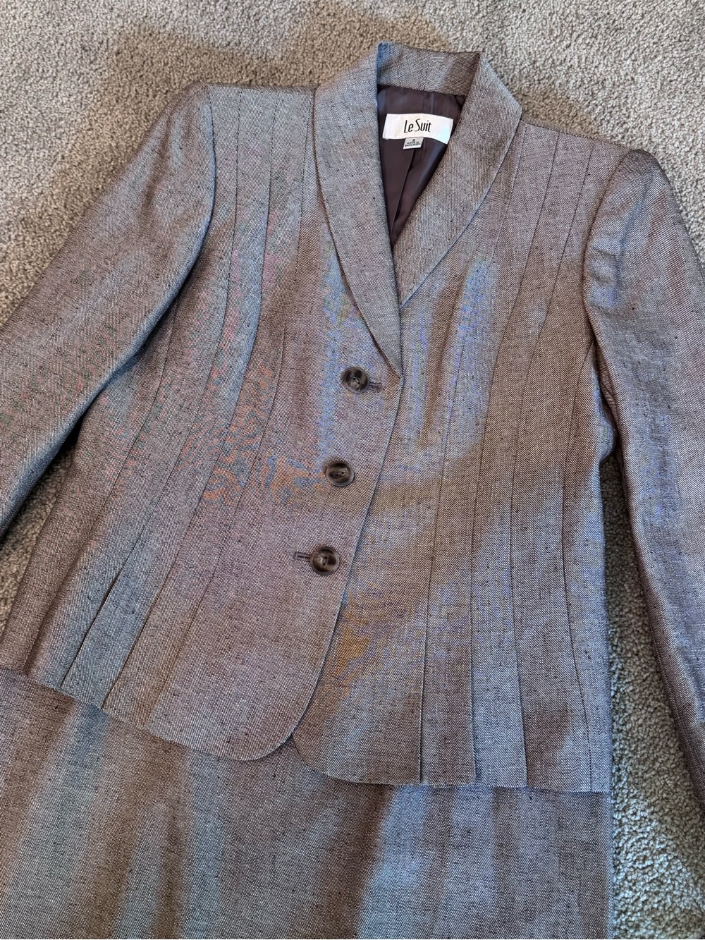 NWT Le Suit Women’s Brown 100% Polyester 2 Piece Skirt Suit Size 8, MSRP $200